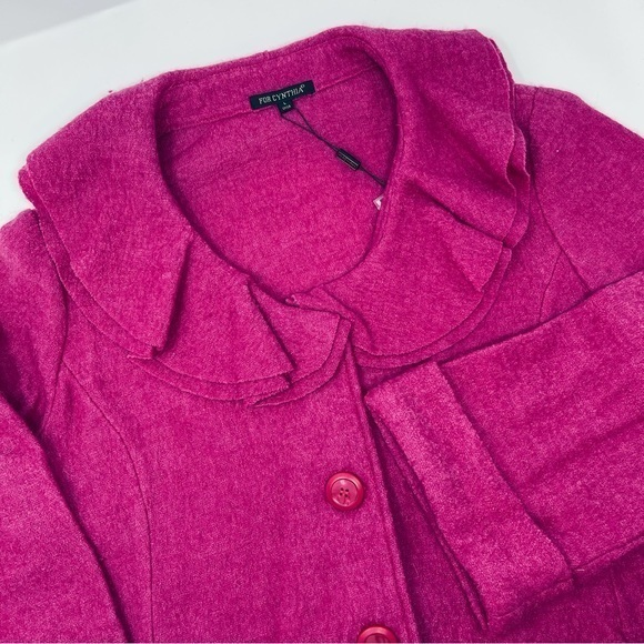 For Cynthia Jackets & Blazers - For Cynthia Fuchsia Blazer with Ruffle Detail